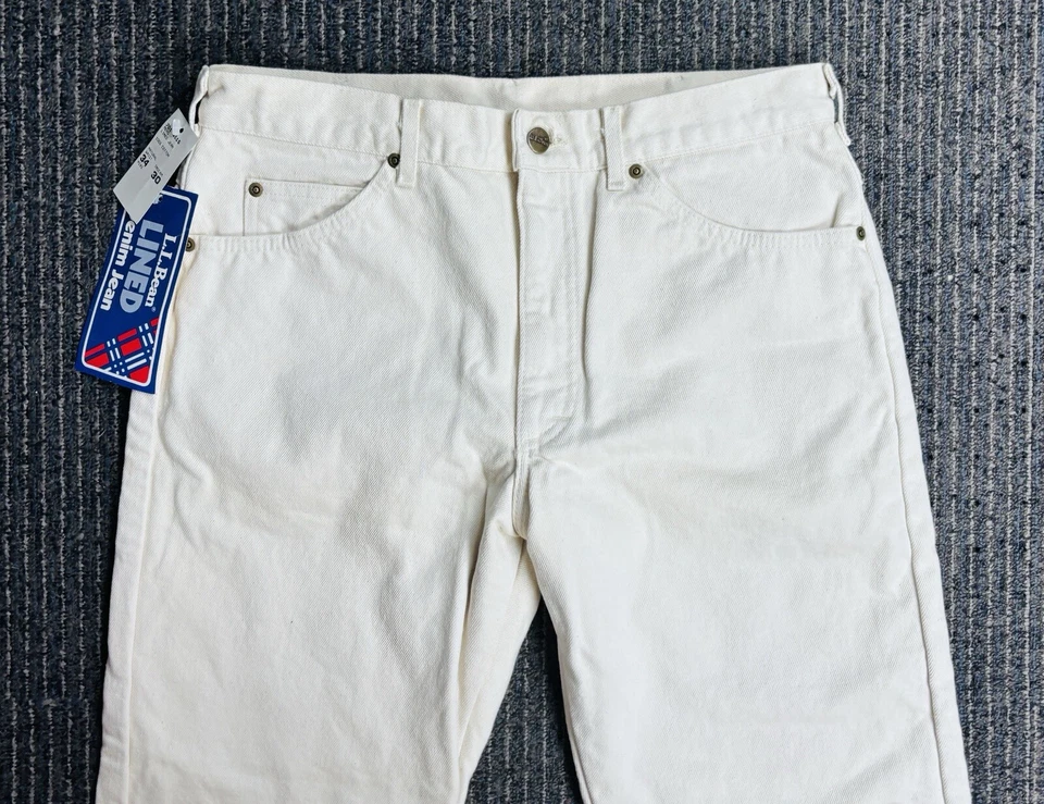 Винтажный LL Bean фланели с подкладкой 100% хлопок кремовые джинсы размер 34 x 30 новый с ярлыками - Изображение 2 из 4