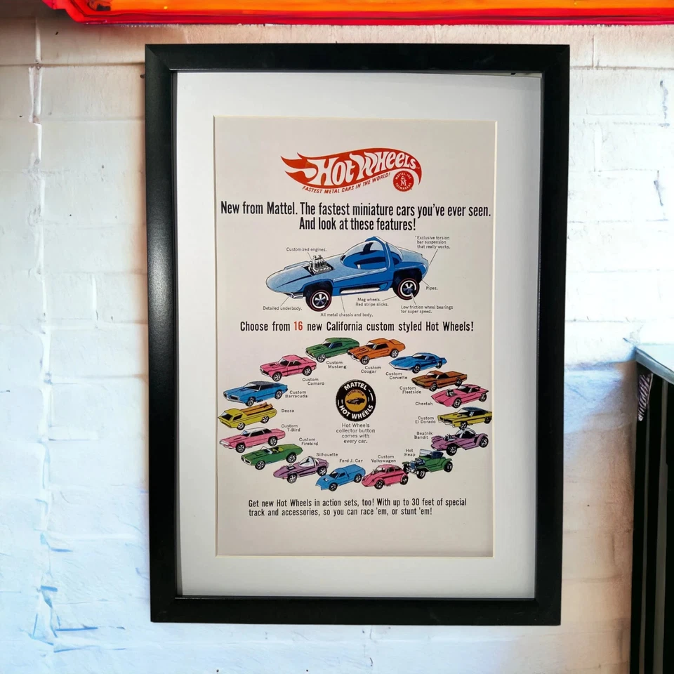 1968 Hot Wheels Sweet 16 Redlines Cars Poster 11" x 17" Python Cheetah NO FRAME - Image 4 of 4