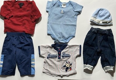 Bundle Baby Boys Clothing 6 - 9 M -  Jeans, One Piece, Sweats, Tops,  - 6 Pieces