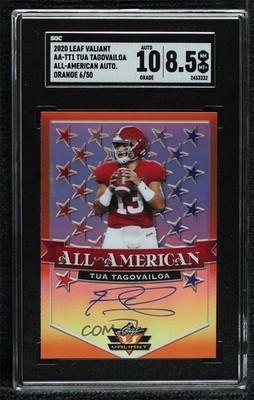 2020 Leaf Valiant Orange 6/50 Tua Tagovailoa #AA-TT1 SGC 8.5 Rookie Auto RC 04u5