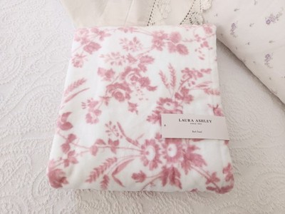 NWT LAURA ASHLEY SHABBY CHIC 'FLORAL TOILE' PINK 100% COTTON BATH TOWEL