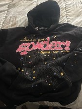 world wide Black Pullover Fleece Hoodie Spide...