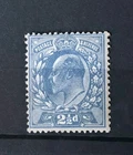 GB KING EDWARD VII SG 283 2 1/D2 BRIGHT BLUE PERF 15X14 U/MINT.