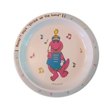 Selandia Barney Plate Kids 8.5in White Vintage 1992 Strike Up The Band