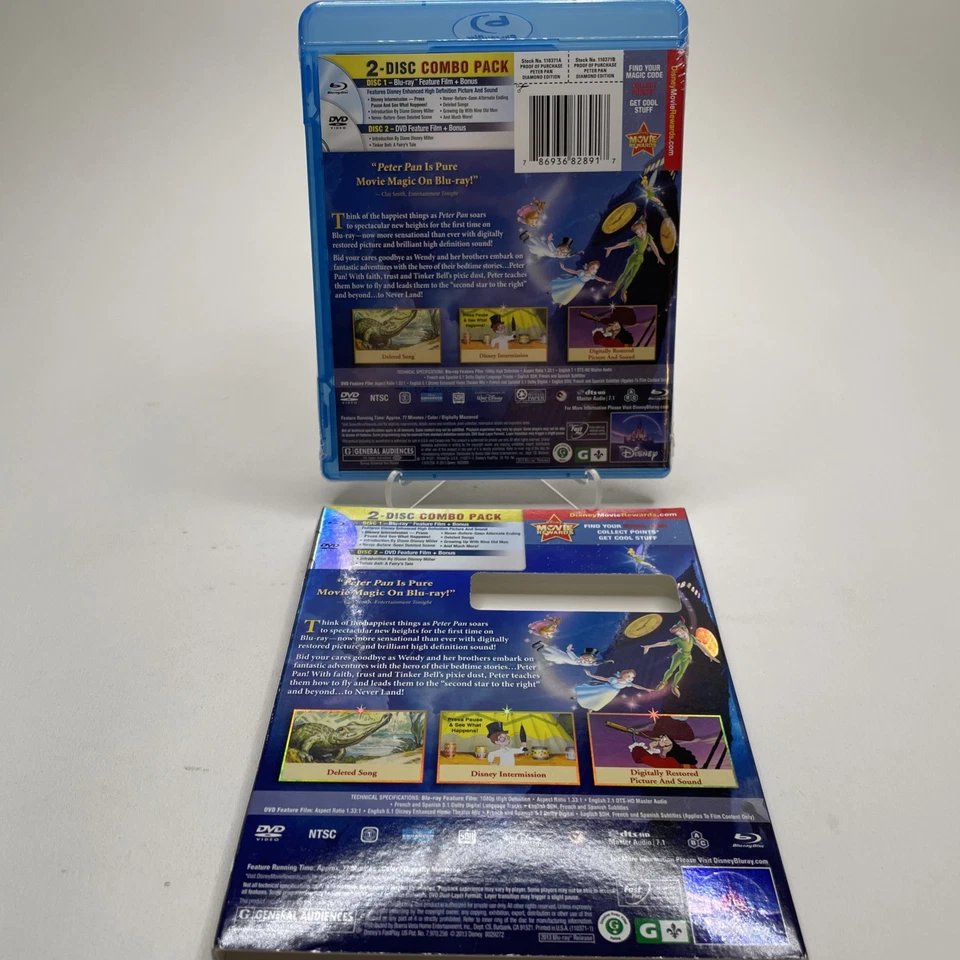 Peter Pan Blu-ray/DVD, 2013, 2-Disc Set, Diamond Edition Disney Brand New Sealed Foto 3 de 4