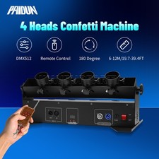 PAIDUN 4 Head Confetti Cannon Launcher Machine DMX Remote Control Wedding Event