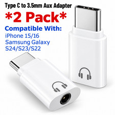2 Pack USB-C Type C Adapter Port to 3.5MM Aux Audio Jack Earphone Headphone Car