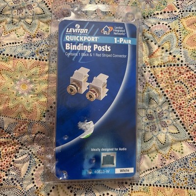 Leviton 40833-W White One Pair Quickport Audio Speaker Binding Posts New