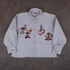 Vintage Looney Tunes Shirt Youth Medium Blue ACME Boys Kids Taz Bugs Bunny 90s