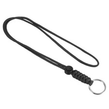 18" Paracord Lanyard with Keyring Necklace Cord Badge Holder Straps Black
