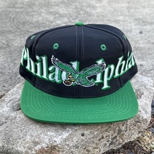 Vintage 90s NFL Philadelphia Eagles Kelly Green Logo 7 Spell Out Snapback Hat