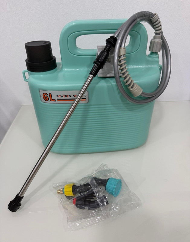 6L Battery Powered Tank Garden Sprayer Green Plastic w/ Lance & Flexible Hose