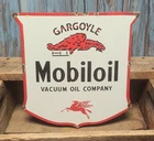 Vintage Gargoyle Mobiloil Porcelain Metal Shield Sign Mobil Oil Gas Pegasus