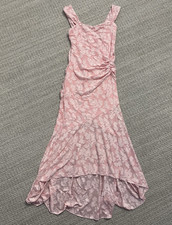 Women’s Pink Floral Square Neck Sleeveless Maxi Great Fitting Dress, Size M