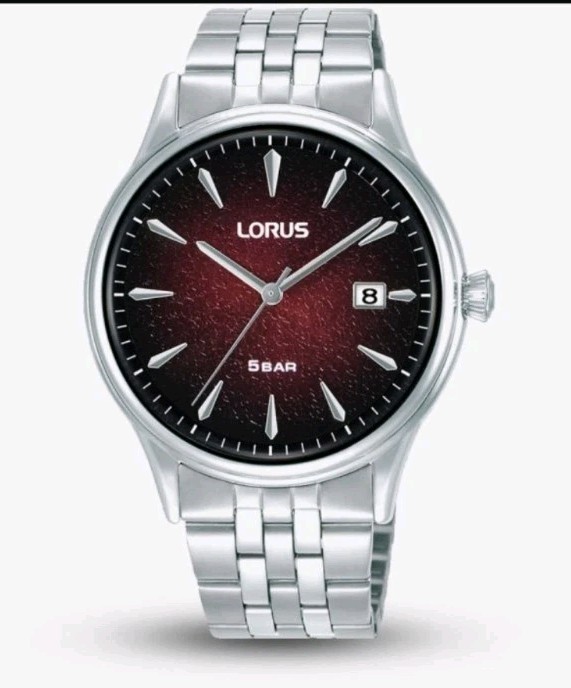 Lorus Mens Watch RS907EX9 Graduated Red Dial Stainless Steel RRP £89.99