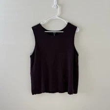 Eileen Fisher  Women’s 100% Wool Sleeveless Knit Top Brown Tank Minimalist 1X