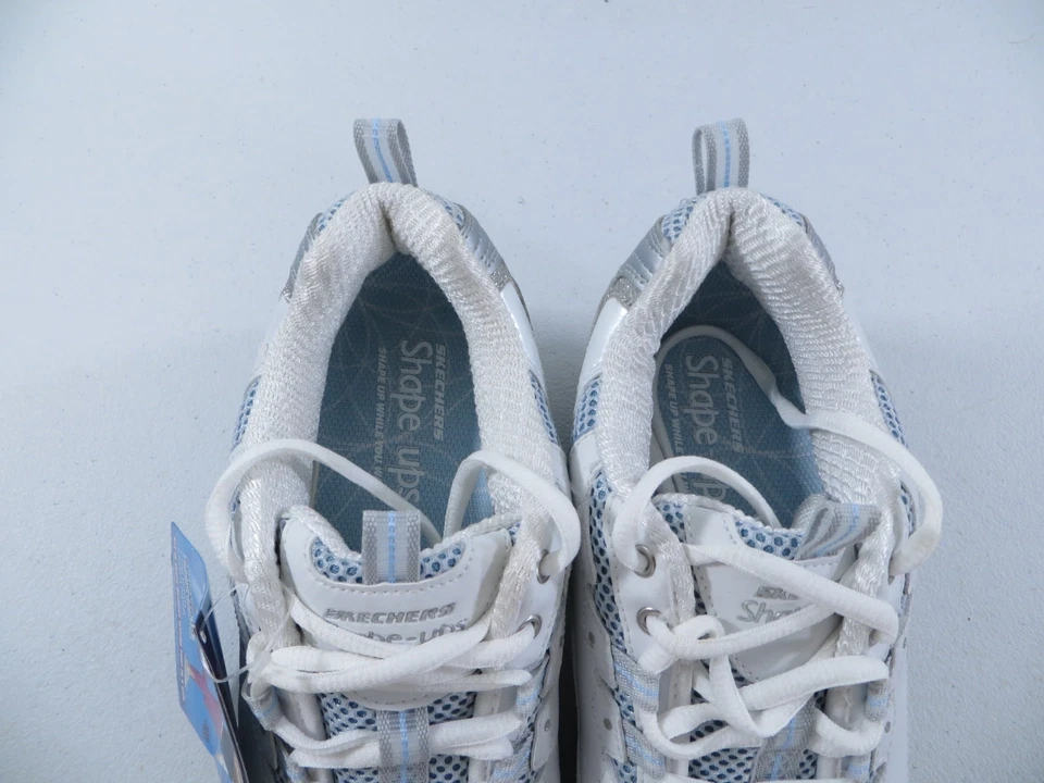 Zapatos para mujer Skechers Shape Ups 11803 WSLB blancos plateados azules talla 8 con DVD NUEVOS EN CAJA Foto 4 de 4