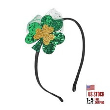 St. Patrick's Day Headband Green Clover Hair Band Shamrock Hair Hoop Glitter