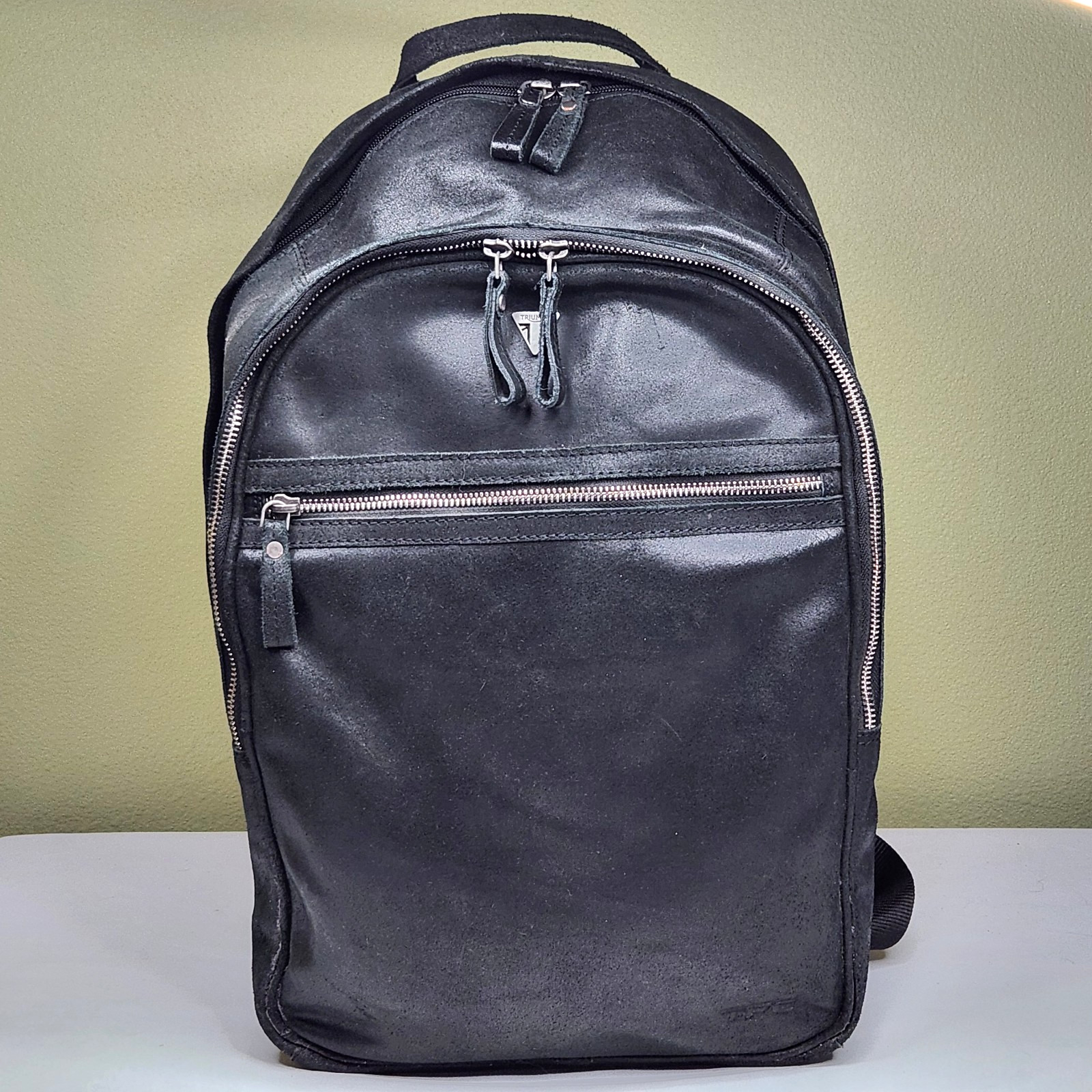 Triumph Motorcycle Backpack Large Thick Black Lea… - image 1