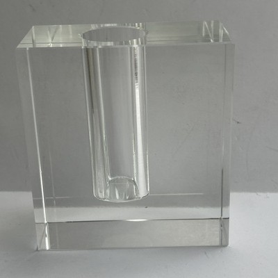 Vintage MCM Tizo Design Bud Vase Crystal Rectangular Minimalist  