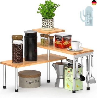 Gewürzregal Küche Küchenregal Arbeitsplatte Eckregal Stehend Holz Kitchen Or