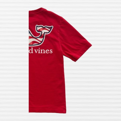 Vineyard Vines Boys Girls American Flag Whale Tee Shirt Red Short Sleeve Size 5 - Picture 10 of 11