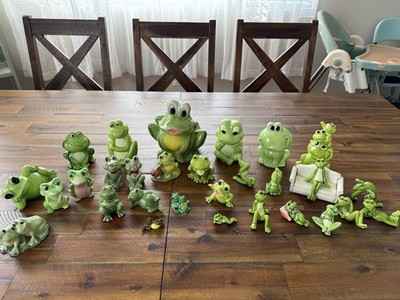 Huge Lot Of Vintage Frog Toad Figurines Norcrest Josef Set Collection Ceramic