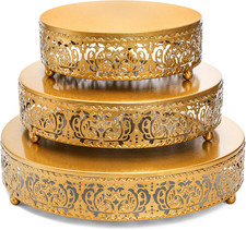 3 Pack Metal Gold Cake Stand, 12/10/8 Inch round Cupcake Stands, Dessert Table D