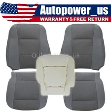 Driver+Passenger Side Seat Cover Cloth Gray & Foam For 17-21 Ford F350 F450 F550