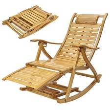 Schaukelstuhl Liegestuhl Holz Relaxliege Lehnstühle Ruhesessel mit Fuß Massage