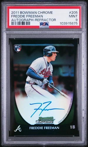 2011 BOWMAN CHROME FREDDIE FREEMAN AUTO REFRACTOR /500 PSA 9 RC ROOKIE DODGERS