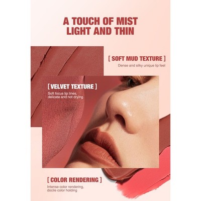 Women Velvet Matte Long-wear 1Pcs Lightweight Liquid Lipstick Non-sticky