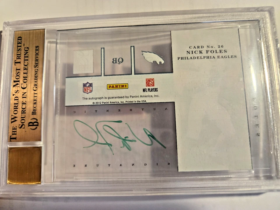 2012 Donruss Elite Inscription Green Ink auto autograph Nick Foles #10 Eagles RC - Image 2 of 4