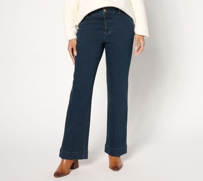 Studio Park Women's Petite Pants 8P Wide-Hem Boot-Cut Jeans Blue A667607