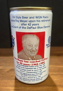 RARE Old Style Commemorative "Beer Can Bank" Ray Meyer - DePaul Basketball Coach