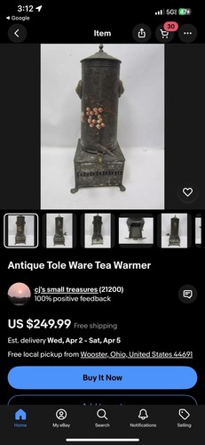 Antique Tole Ware Tea Warmer - Picture 13 of 13