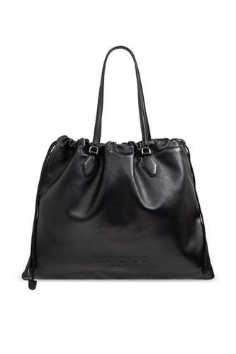 Jimmy Choo Drawstring Black Leather Shoulder Bag New & Authentic