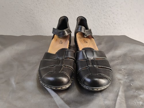 Sandalias Clarks Mujer 8.5 Estrechas Negras Suave Cojín Leisa Wave Pescador Informales - Imagen 2 de 8