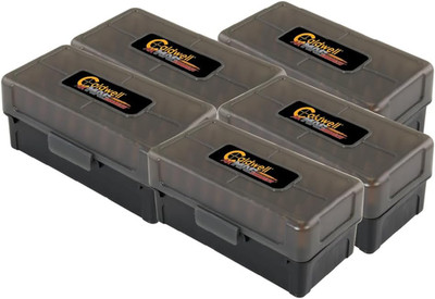 Ammo Box with Removable Lid, 50 round Capacity, 5 Pack, for Outdoor, Range, Shoo