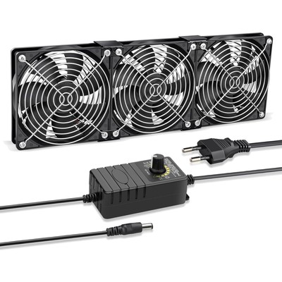 120mm PC Lüfter 3er Set 230V Einstellbar Dual Kugellager Chassis Router
