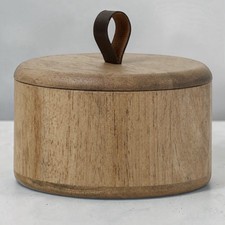 Set of 2 Casaluna Target Rubberwood Bathroom Canisters 5"x3" Wood Jar Box Loop
