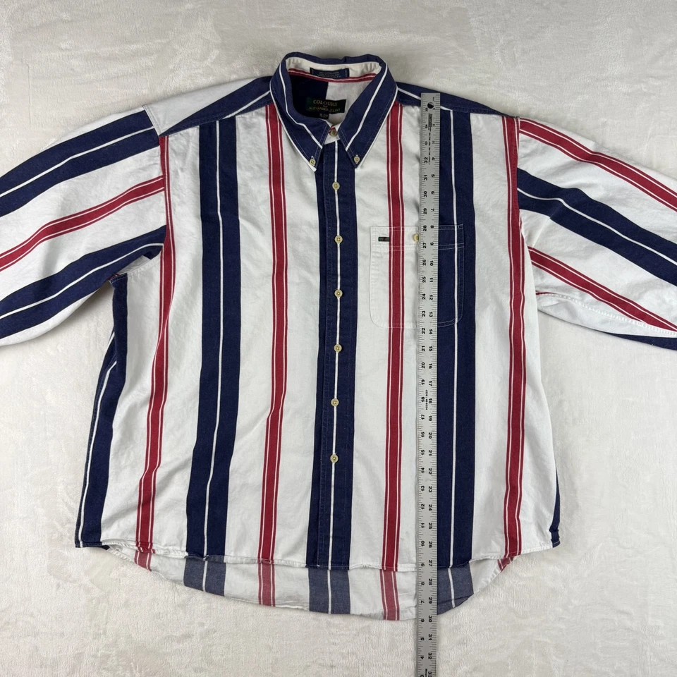 Camisa Vintage Colores por Alexander Julian Para Hombre XL Rojo Azul Rayas Abotonada Foto 4 de 4