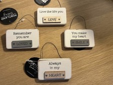 Rustic Wooden Hanging Plaques Love Quotes Home Decor Gift Set 