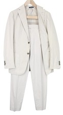 SUITSUPPLY Lazio Patch Unconstructed Men Suit UK36R Beige Slim 2-Piece Cotton