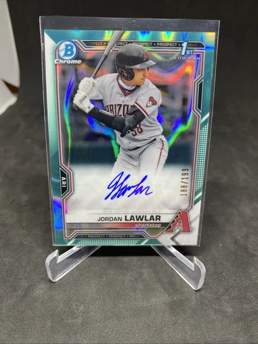 2021 Bowman Draft Chrome 1st Jordan Lawlar Aqua Lava Auto /199