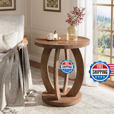 Tribesigns End Table Round Side Table Storage Farmhouse Nightstand Bedside