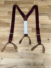 Vintage Dooney Bourke Suspenders Braces Burgundy Leather Button Fitting