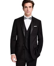 Calvin Klein Mens Slim fit Wool Tuxedo Jacket Blazer 40 L Black Solid