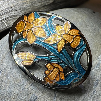 Daffodil Brooch Welsh Wales Gift Flowers Spring Ladies Pin