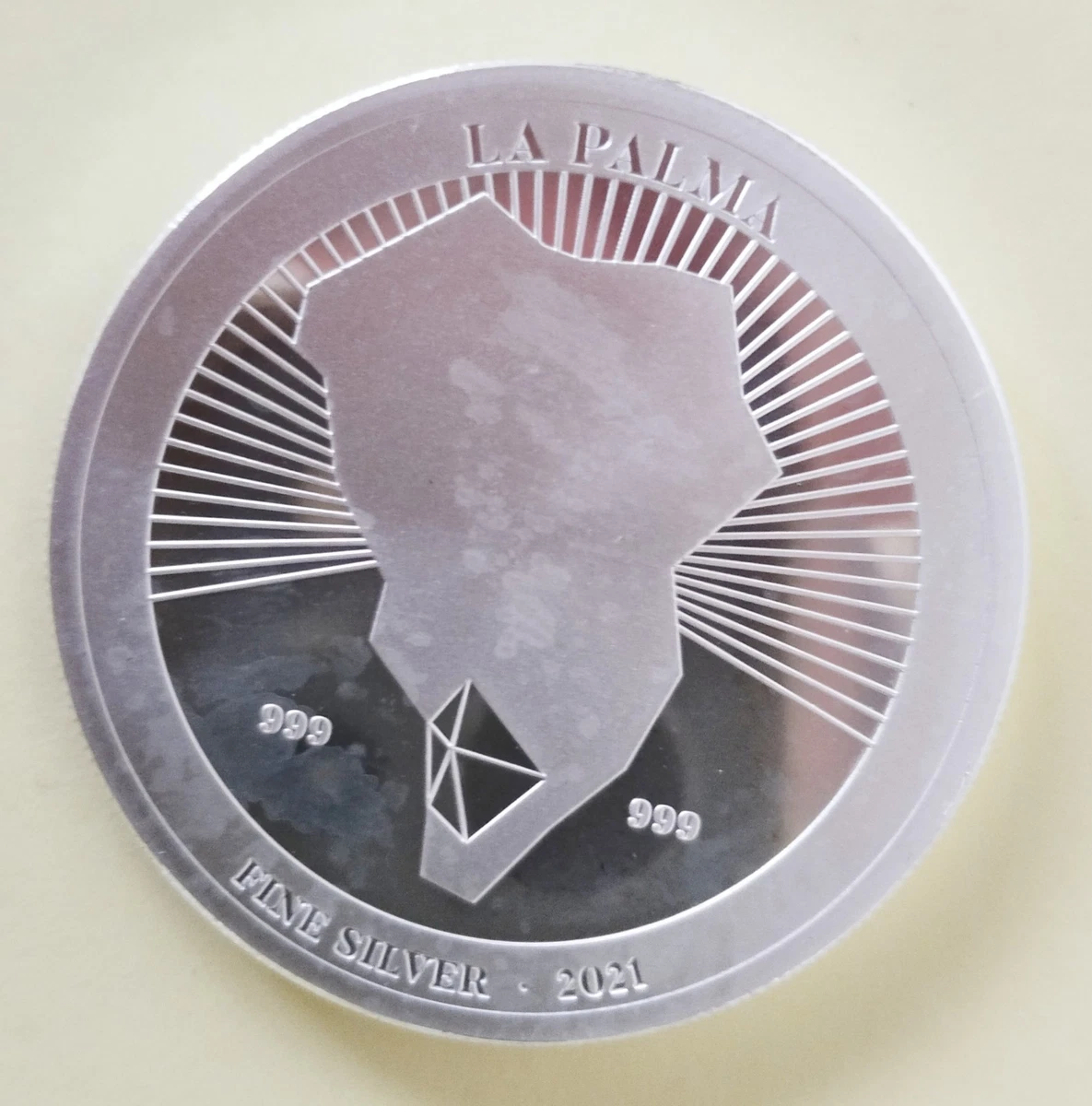 Moneda-Lingote 1 Onza De Plata Fina 999 "Solidaria con la Isla de La Palma 2021"